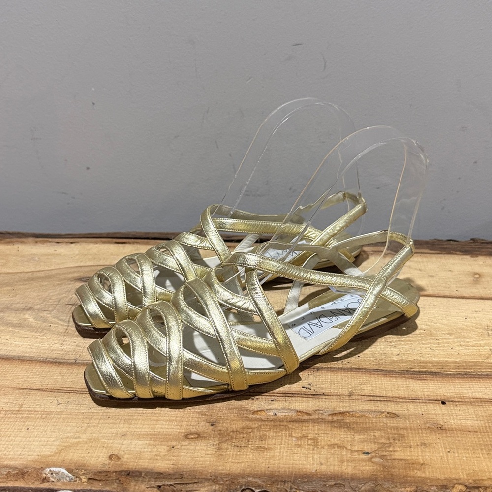 *NEW* Vintage Joan & David Gold Gladiator‎ Sandals - Size 5.5M B38